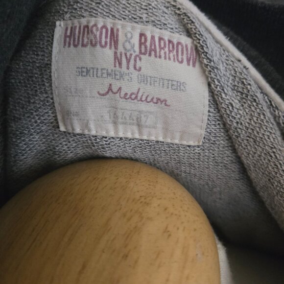 Hudson & Barrow M Charcoal Gray 1/4 Zip Pullover Hoodie Sweatshirt - Picture 2 of 2